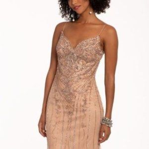 Deco Beaded Scoop Back Mermaid Dress